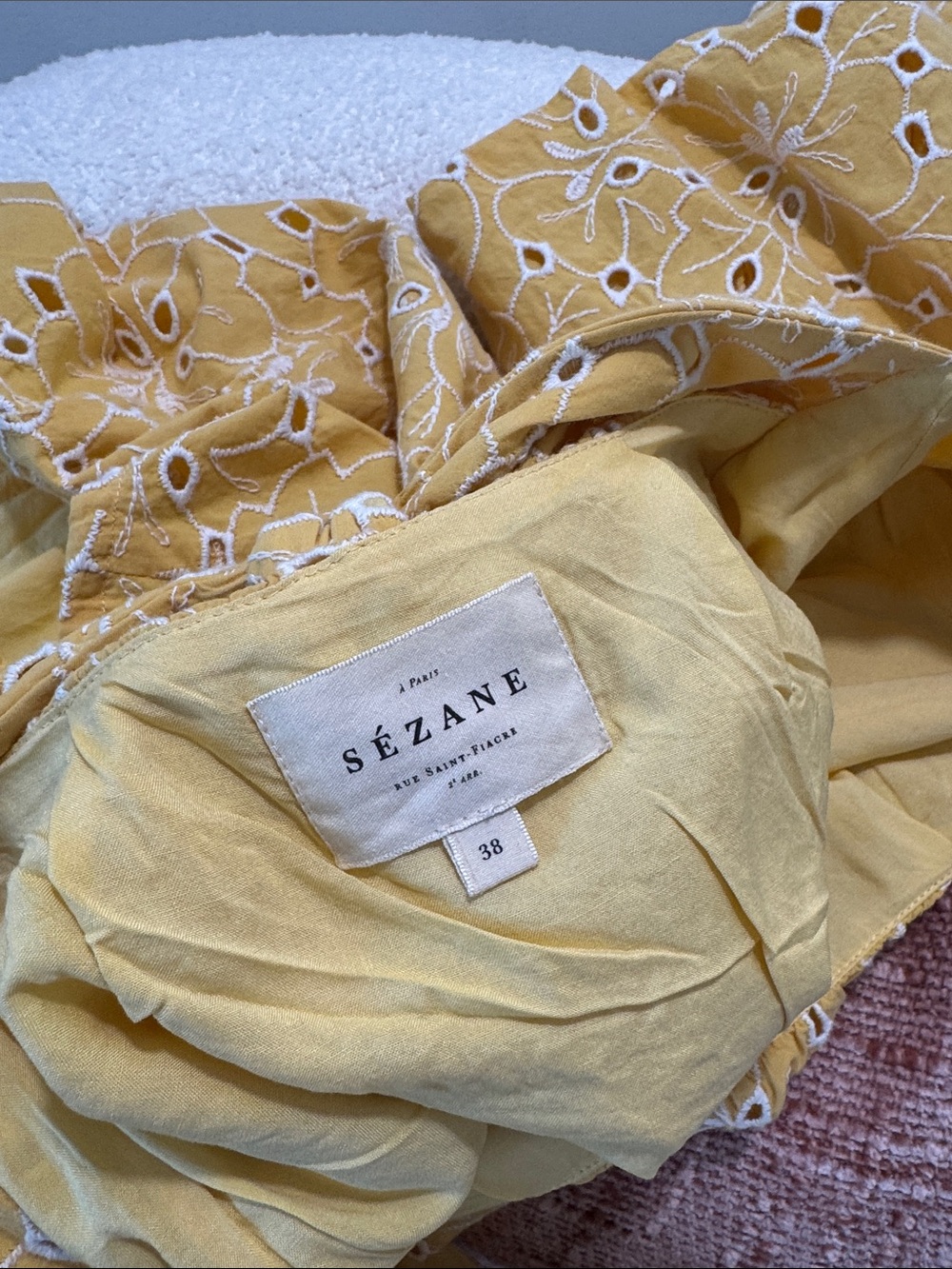 Sezane Lois Blouse Jaune Ecru - Size 6 - Picture 5 of 8